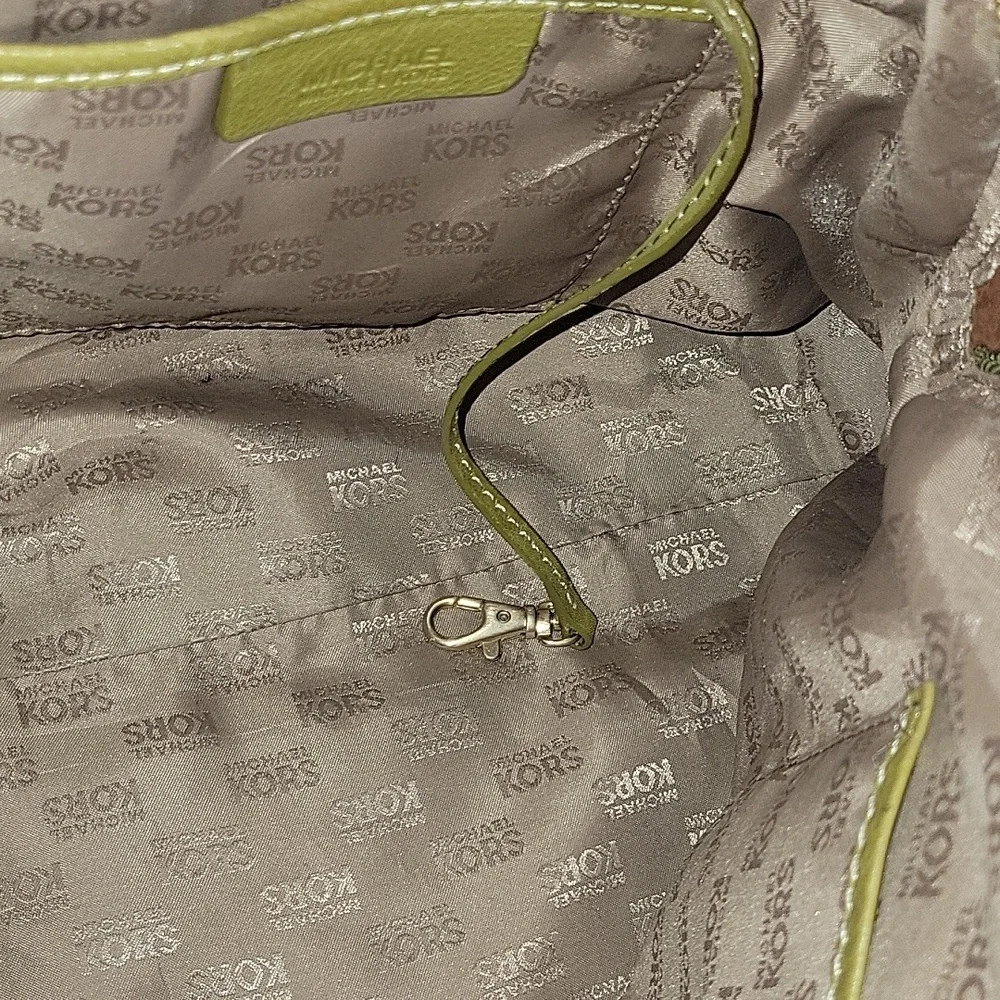 Michael Kors Olive Green Leather Handbag with Gold Hardware